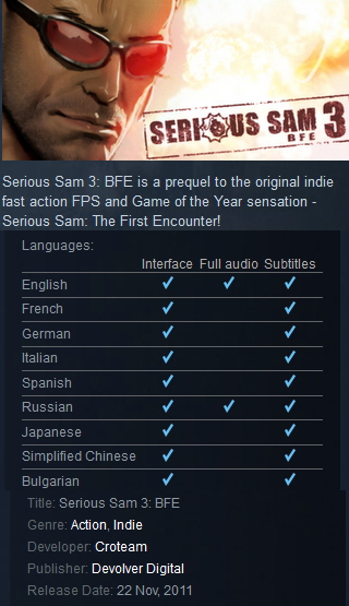 Serious Sam 3: BFE Steam - Click Image to Close